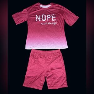 “NOPE. not today” Pajama Set Includes Shirt & Shorts Hot Pink Ombré 2XL (XXL)